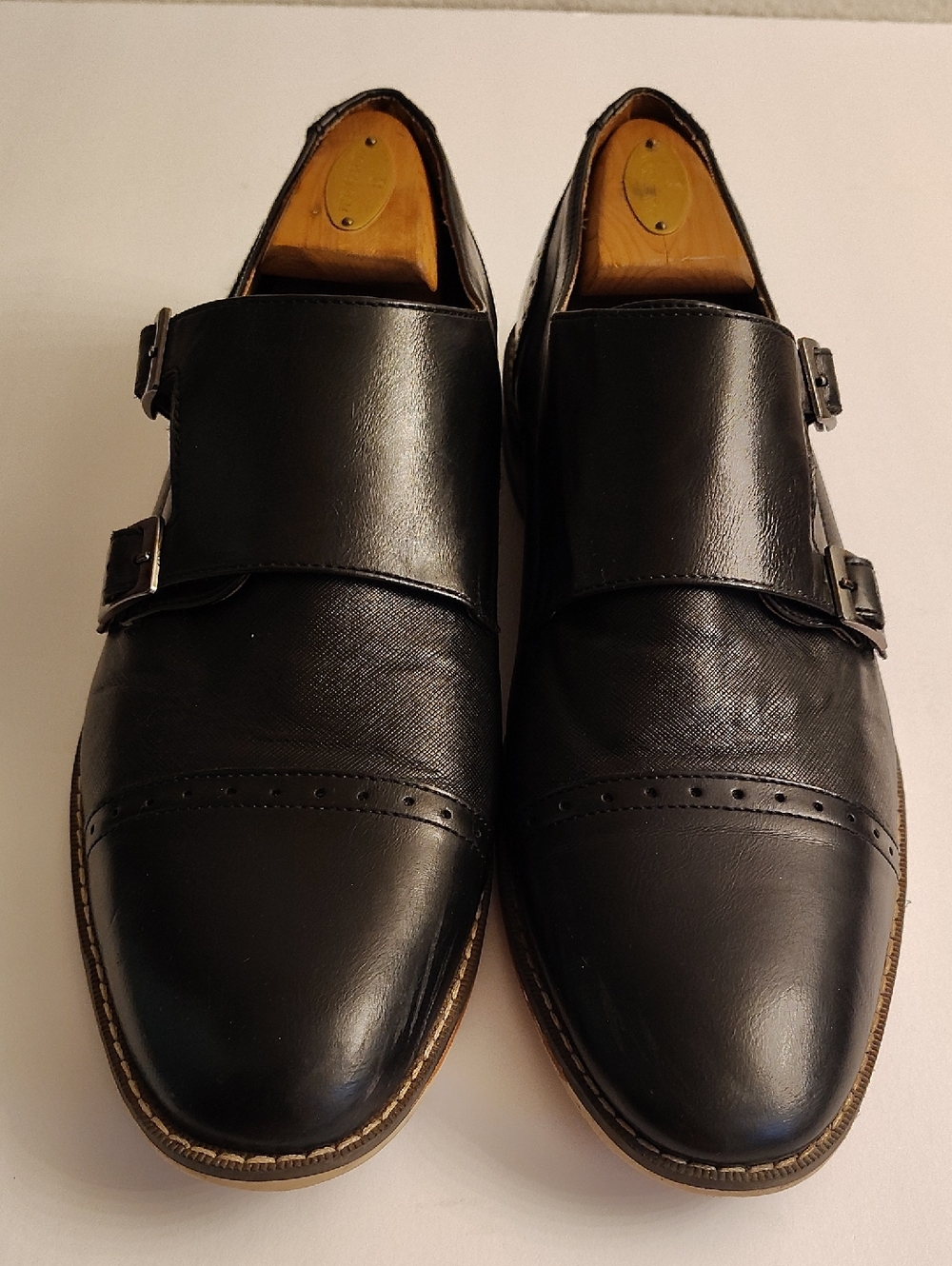 Steve Madden Men's Size 11 Black Leather Double Monk Strap Oxfords